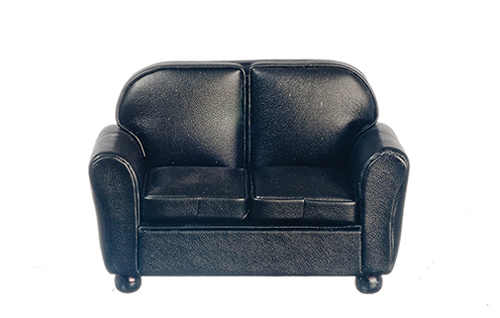 Loveseat, Black Leather